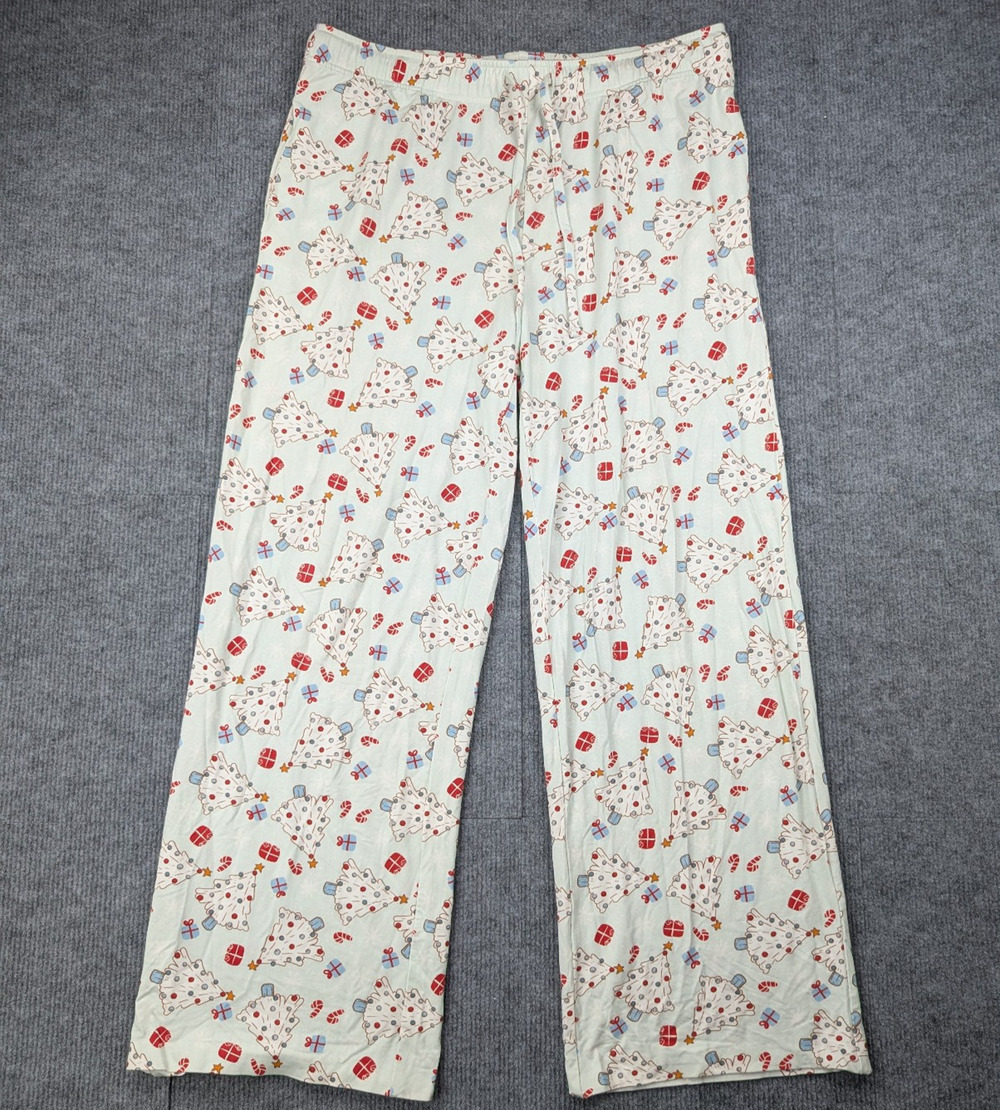 Caden Lane Pajama Pants Womens XL Christmas Tree Bamboo Viscose Natural Lounge